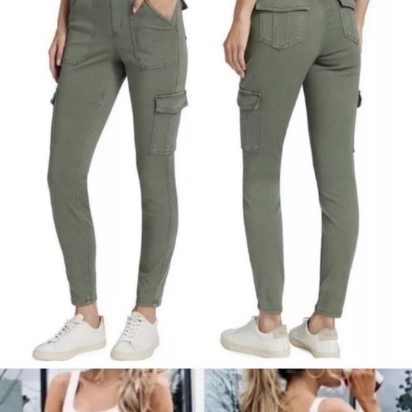 SPANX Pants - Spanx | Stretch Twill Ankle Cargo Pants Skinny Olive Green 20311R EUC